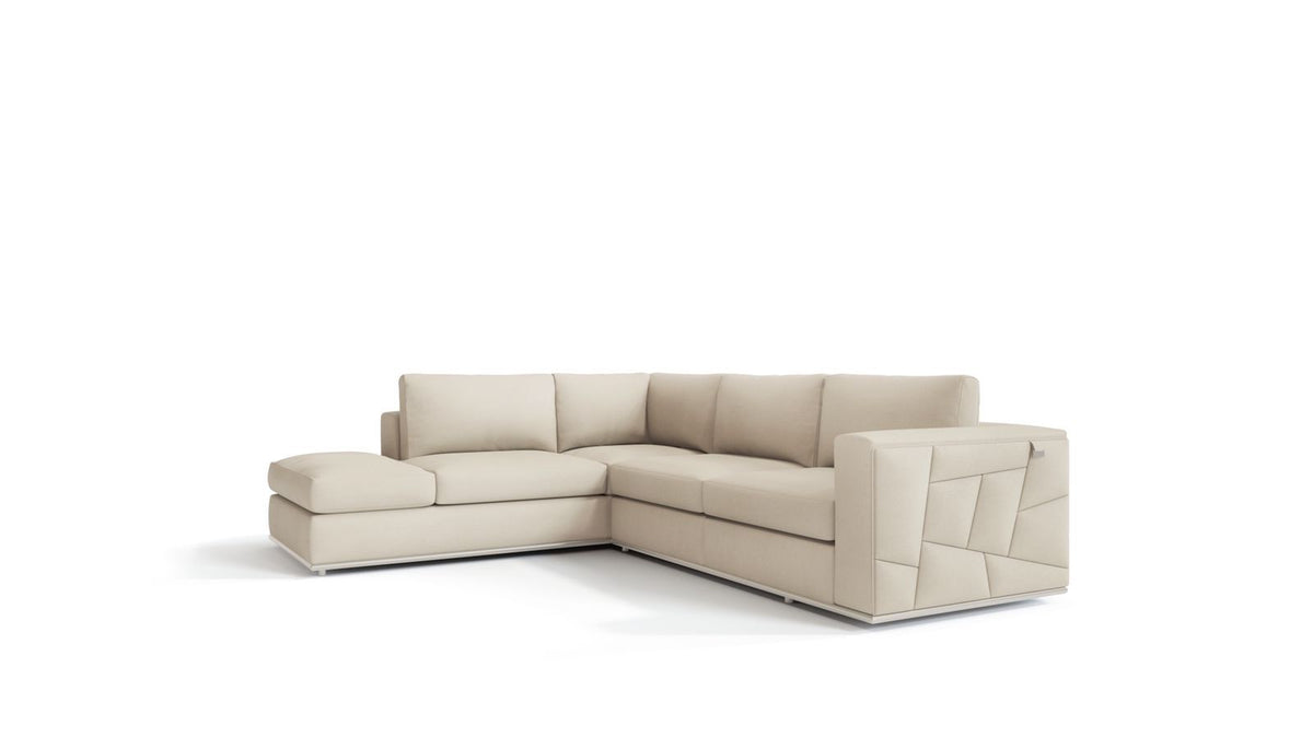998 Divanitalia Cream Left Arm Facing Sectional Sofa in Top-grain Italian Leather - Beige - SKU 998-Sectional-LAF-CHAISE-CREAM - view 2