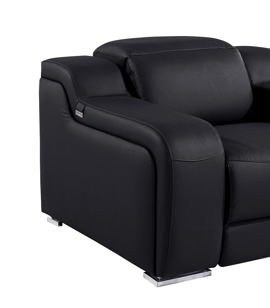1116 Divanitalia Top Grain Italian Leather Power Reclining Chair with Power Headrests - Black - SKU 1116-BLACK-CH - view 10