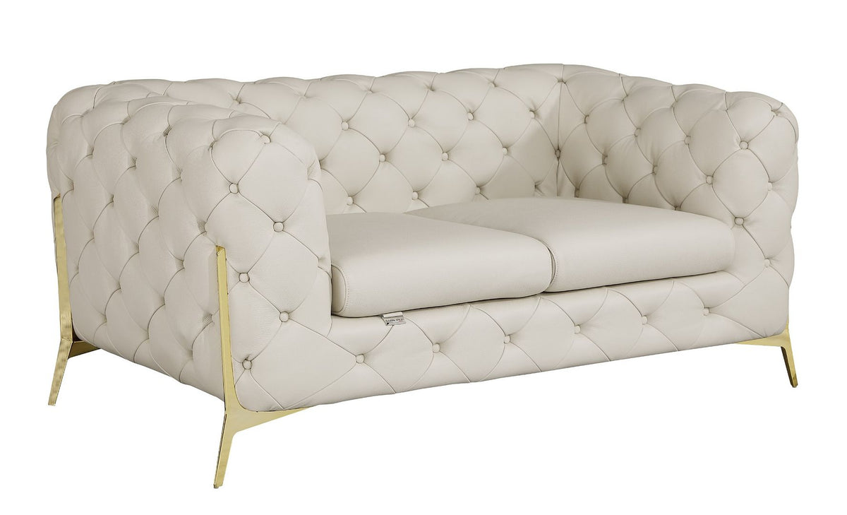 970 Divanitalia 2-Piece Sofa Set in Top-grain Italian Leather - Cream - SKU 970- CREAM 2PC (S/L) - GROUP - view 3