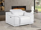 2679 Power Reclining Chair with Power Headrest in Genuine Leather - Beige