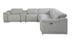 9762 Divanitalia 7-Piece L-Shaped Top Grain Italian Leather Sectional Sofa with 4 Power Recliners
