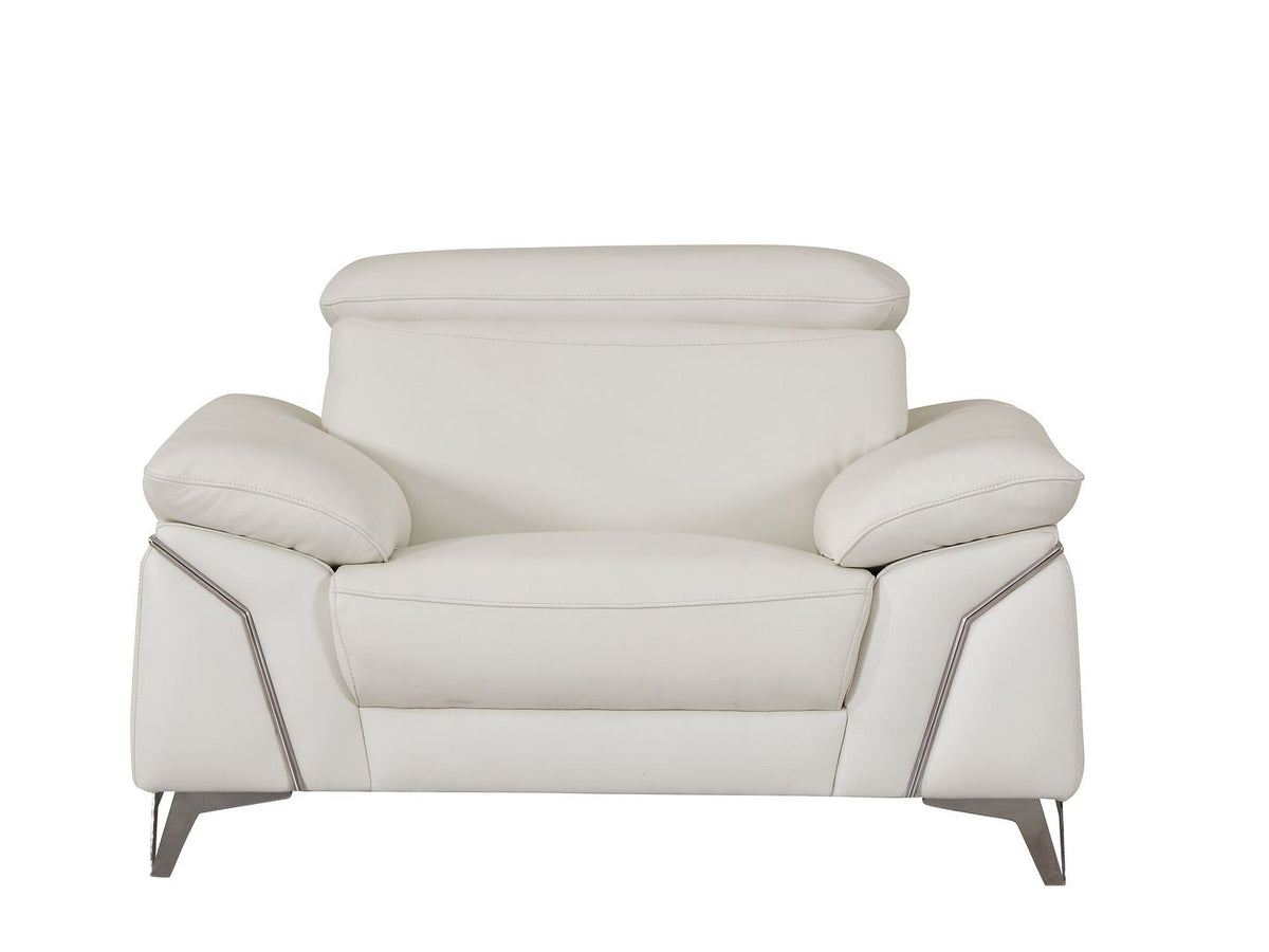 727 Divanitalia Chair with Adjustable Headrest in Top-grain Italian Leather - White - SKU 727-CH-WHITE
