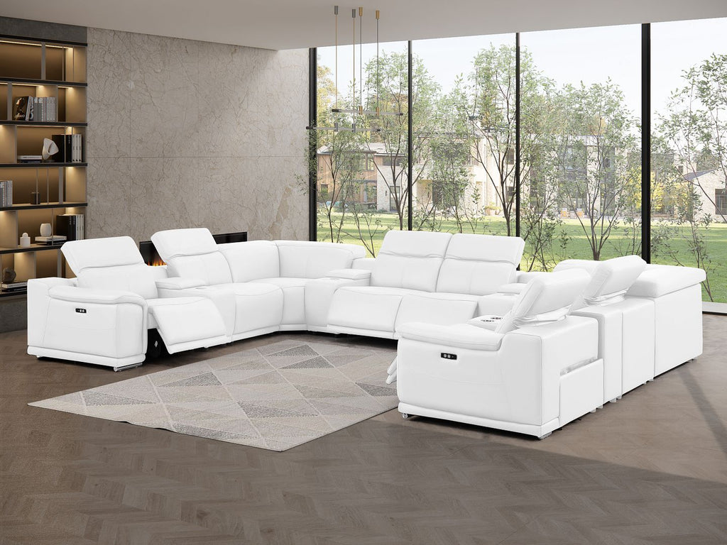 2679 12-Piece U-Shaped Power Reclining Sectional Sofa in Genuine Leather - 4 Recliners
