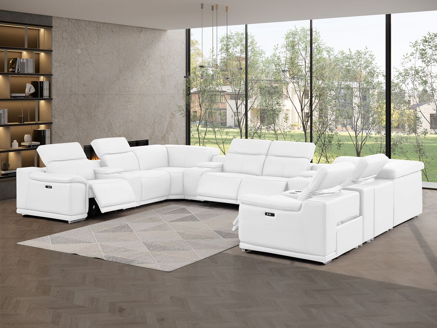 2679 12-Piece U-Shaped Power Reclining Sectional Sofa in Genuine Leather - 4 Recliners