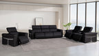 1126 Divanitalia 7-Piece Modular Power Reclining Sofa, Loveseat & Chair Set in Top Grain Italian Leather with 6 Power Recliners & Power Headrests - Black - SKU 1126-BLACK-7.6-HT-3PC - view 2