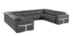 1126 Divanitalia 8-Piece U-Shaped Sectional Sofa in Top Grain Italian Leather with 4 Power Recliners & Power Headrests