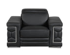 692 Divanitalia 3-Piece Sofa Set with Adjustable Headrest in Top-grain Italian Leather - Black - SKU 692- BLACK 3PC (S/L/CH) - GROUP - view 7