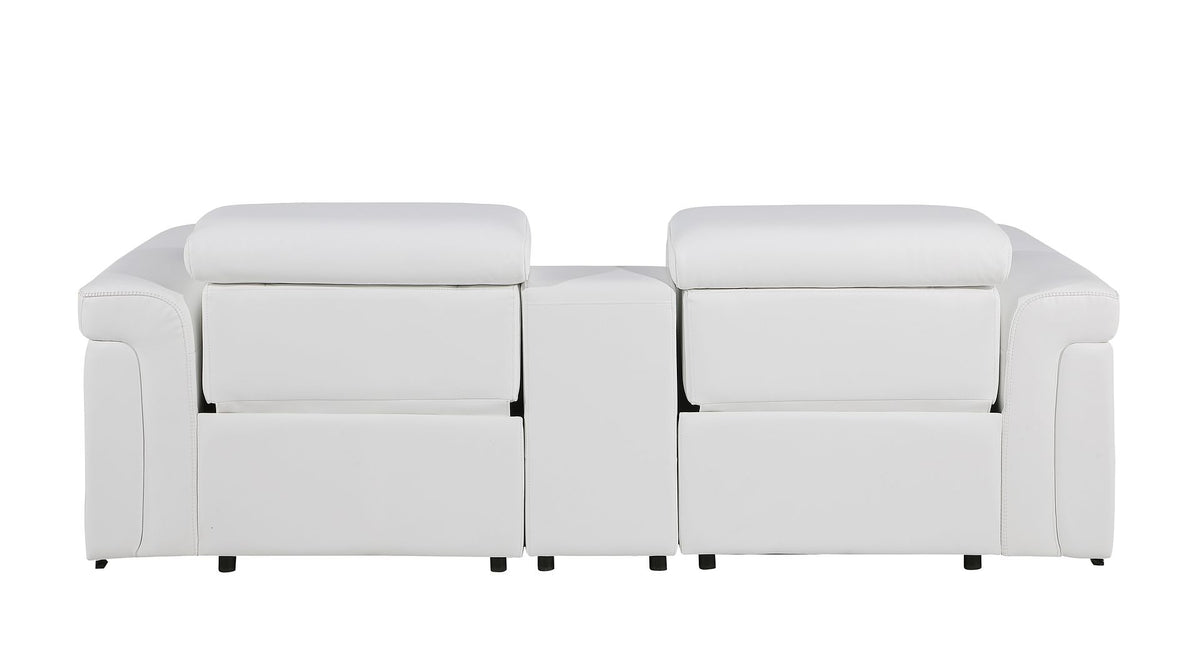 1126 Divanitalia 3-Piece Modular Power Reclining Loveseat in Top Grain Italian Leather with 2 Power Recliners & Power Headrests - White - SKU 1126-WHITE-3.2-HT - view 6