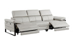 1246 Divanitalia Modular Power Dual Reclining Sofa, Console Loveseat, and Chair Set with Power Headrests - Top Grain Italian Leather - Light Grey - SKU 1246-LT-GREY-7.5-HT-3PC - view 6