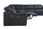 9762 Divanitalia 8-Piece L-Shaped Top Grain Italian Leather Sectional Sofa with 3 Power Recliners