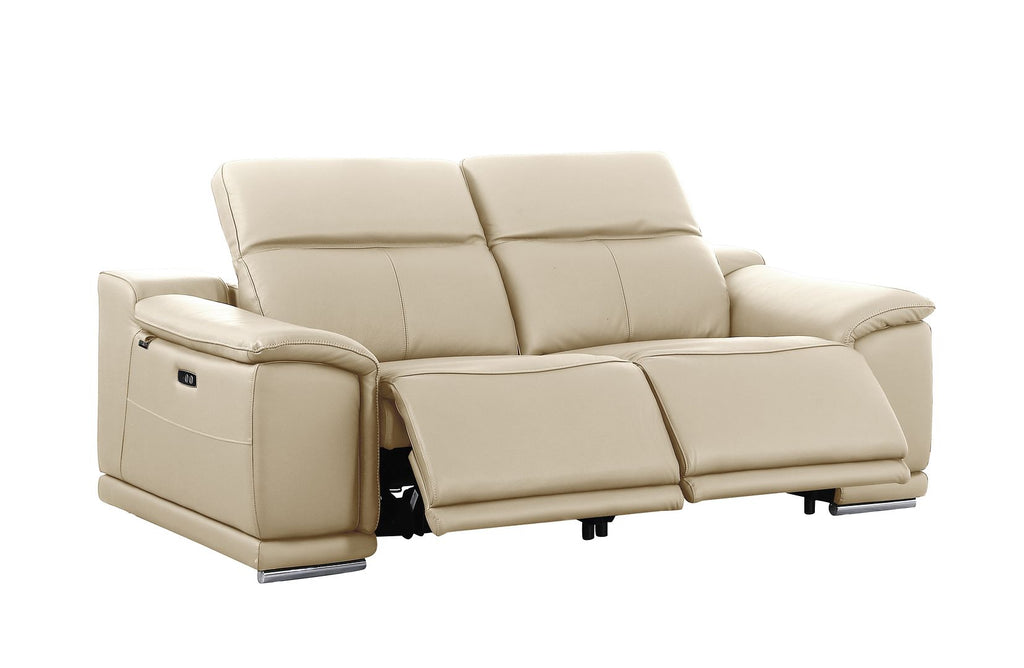 9762 Divanitalia 2-Piece Modular Power Reclining Console with 2 Power Recliners in Top Grain Italian Leather