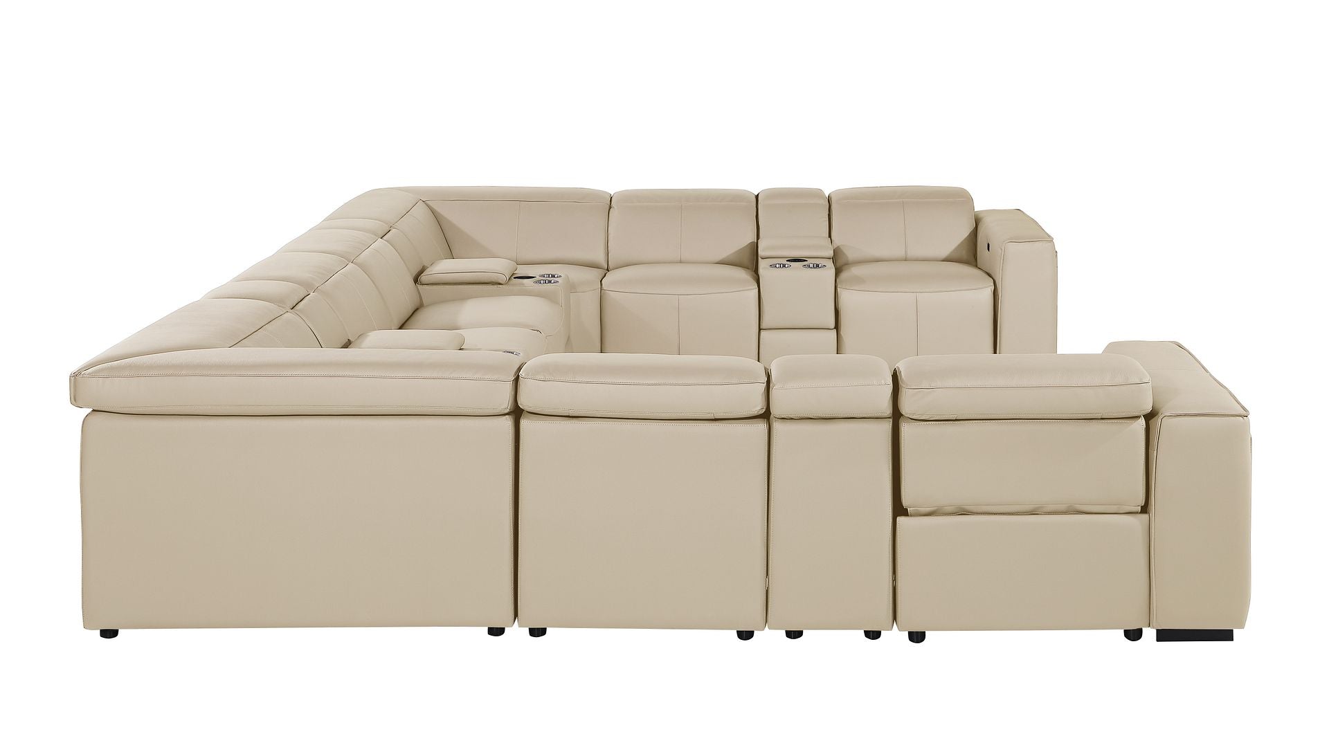 1224 Divanitalia 12-Piece U-Shaped Sectional Sofa in Top Grain Italian Leather with 4 Power Recliners & Power Headrests
