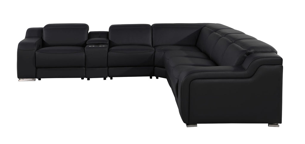 1116 Divanitalia 7-Piece L-Shaped Sectional Sofa in Top Grain Italian Leather with 3 Power Recliners & Power Headrests - Black - SKU 1116-BLACK-7PC-3PWR-SECTIONAL- GROUP - view 4