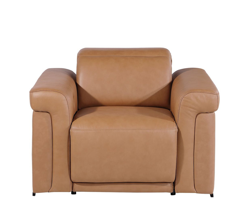 1126 Divanitalia Top Grain Italian Leather Power Reclining Chair with Power Headrests - Cognac - SKU 1126-COGNAC-CH - view 3
