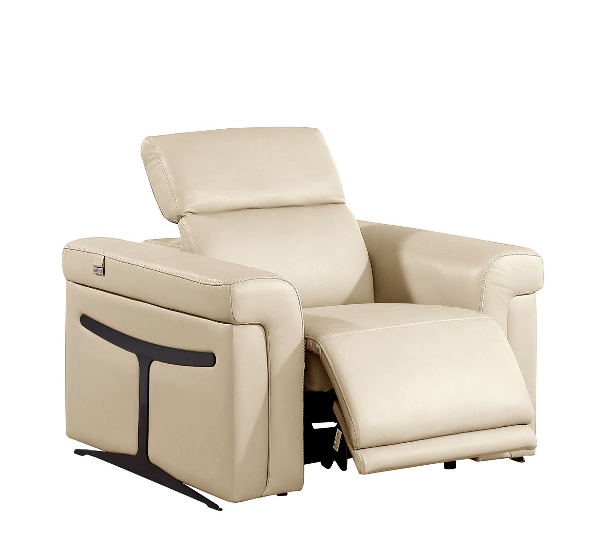 1126 Divanitalia Top Grain Italian Leather Power Reclining Chair with Power Headrests - Beige - SKU 1126-BEIGE-CH - view 3
