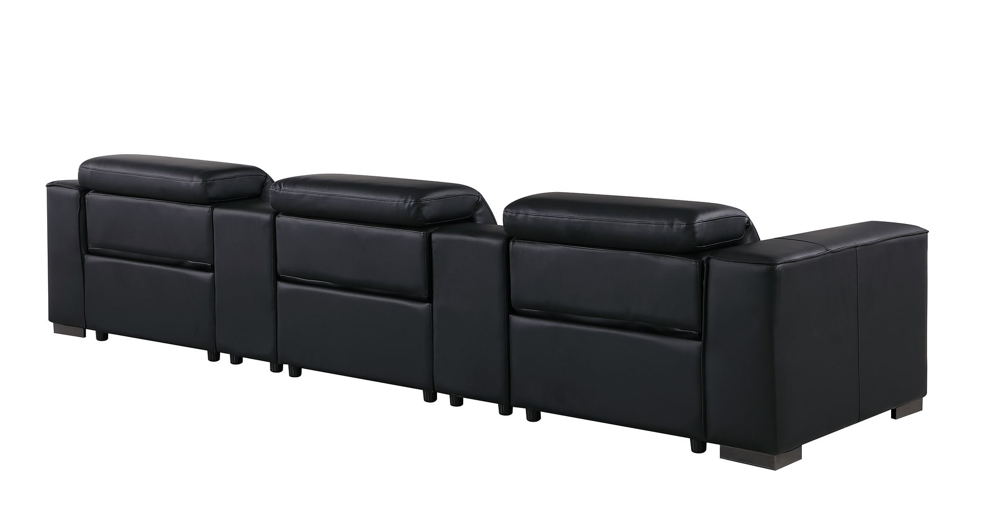 1208 Leather Sofa with 3 Power Recliners and Two Storage Consoles