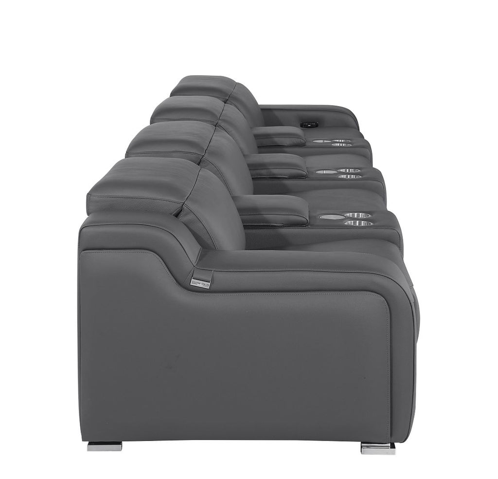 1116 Divanitalia 7-Piece Modular Power Reclining Sofa in Top Grain Italian Leather with 4 Power Recliners & Power Headrests - Dark Grey - SKU 1116-DK-GREY-S-7.4-HT - view 8