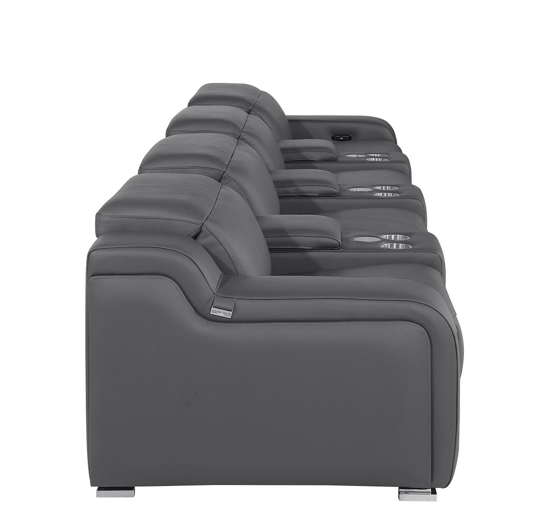 1116 Divanitalia 7-Piece Modular Power Reclining Sofa in Top Grain Italian Leather with 4 Power Recliners & Power Headrests - Dark Grey - SKU 1116-DK-GREY-S-7.4-HT - view 8