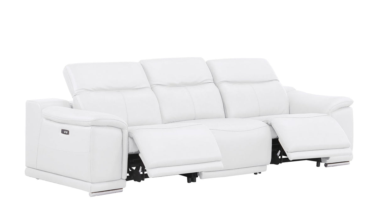 2679 Power Reclining Sofa, Loveseat & Chair Set in Genuine Leather - 5 Recliners - White - SKU 2679-WHITE-6.5-HT-3PC - view 3