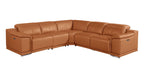 9762 Divanitalia 5-Piece L-Shaped Top Grain Italian Leather Sectional Sofa with 3 Power Recliners