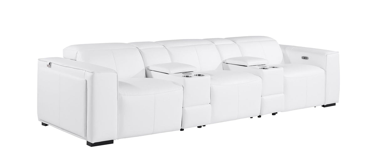 1224 Divanitalia 5-Piece Modular Power Reclining Sofa in Top Grain Italian Leather with 3 Power Recliners & Power Headrests - White - SKU 1224-WHITE-5.3-HT - view 4