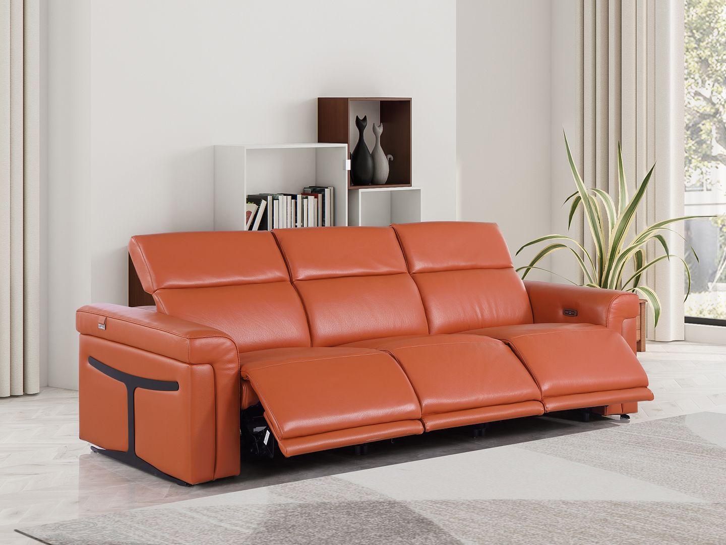 1126 Divanitalia 3-Piece Modular Power Reclining Sofa in Top Grain Italian Leather with 3 Power Recliners & Power Headrests