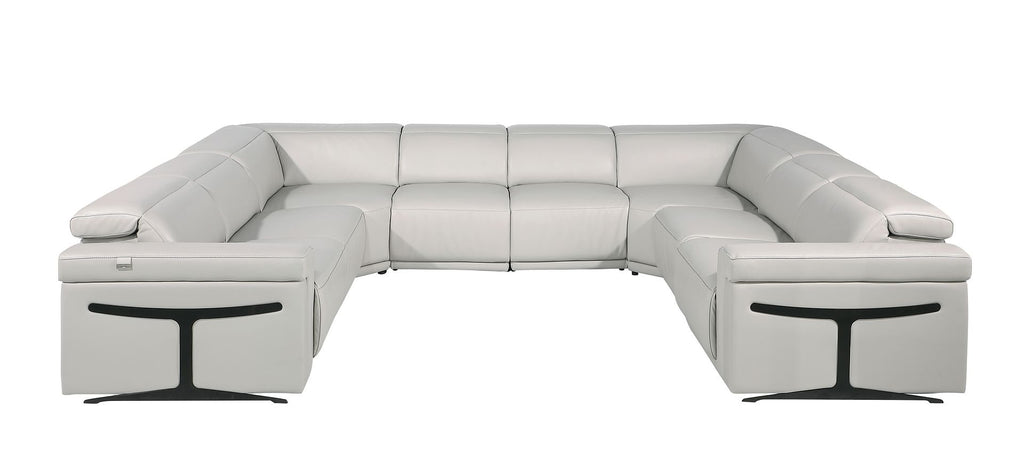 1126 Divanitalia 8-Piece U-Shaped Sectional Sofa in Top Grain Italian Leather with 4 Power Recliners & Power Headrests