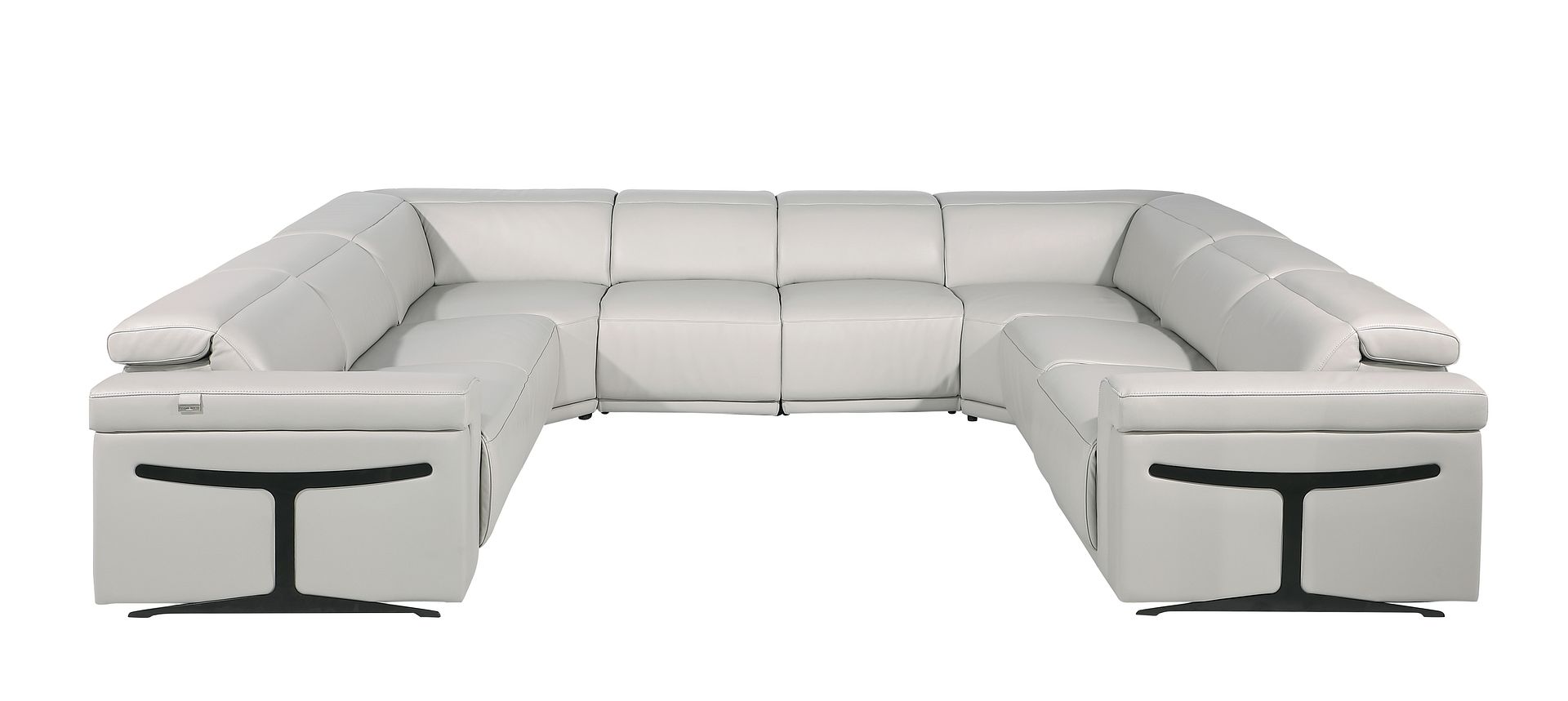 1126 Divanitalia 8-Piece U-Shaped Sectional Sofa in Top Grain Italian Leather with 4 Power Recliners & Power Headrests