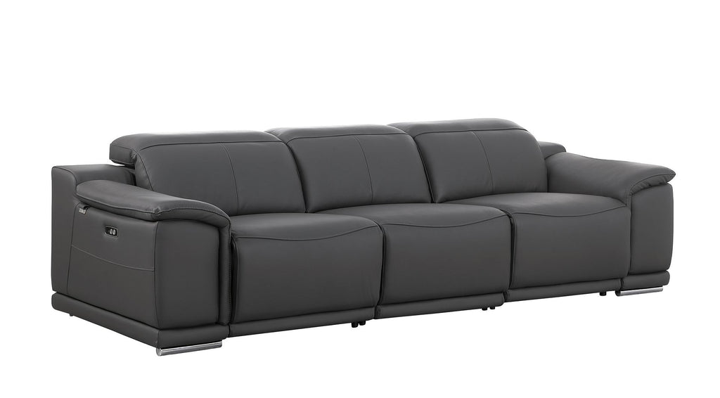 9762 Divanitalia 3-Piece Modular Power Reclining Sofa with 3 Power Recliners in Top Grain Italian Leather