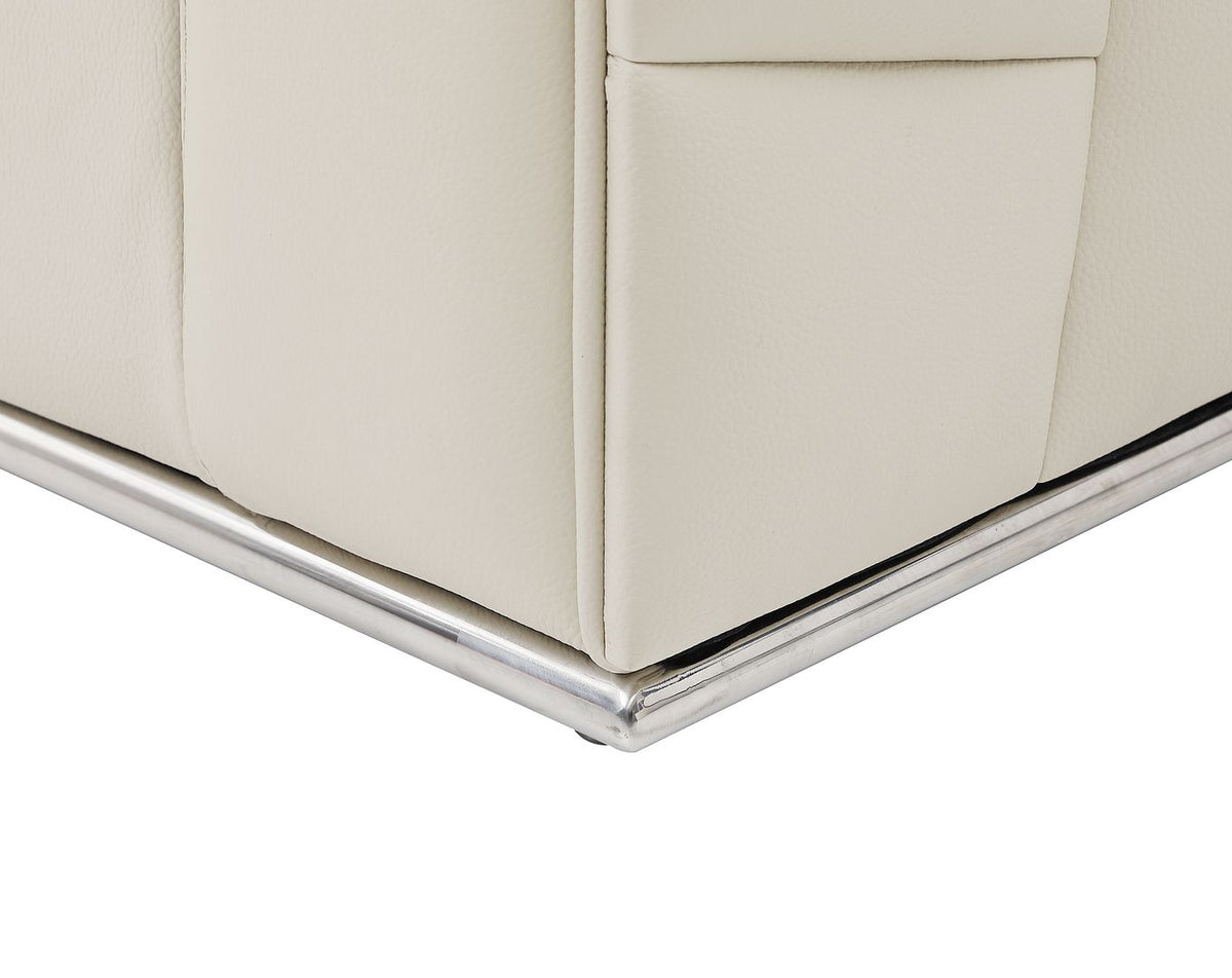 998 Divanitalia Cream Left Arm Facing Sectional Sofa in Top-grain Italian Leather - Beige - SKU 998-Sectional-LAF-CHAISE-CREAM - view 8