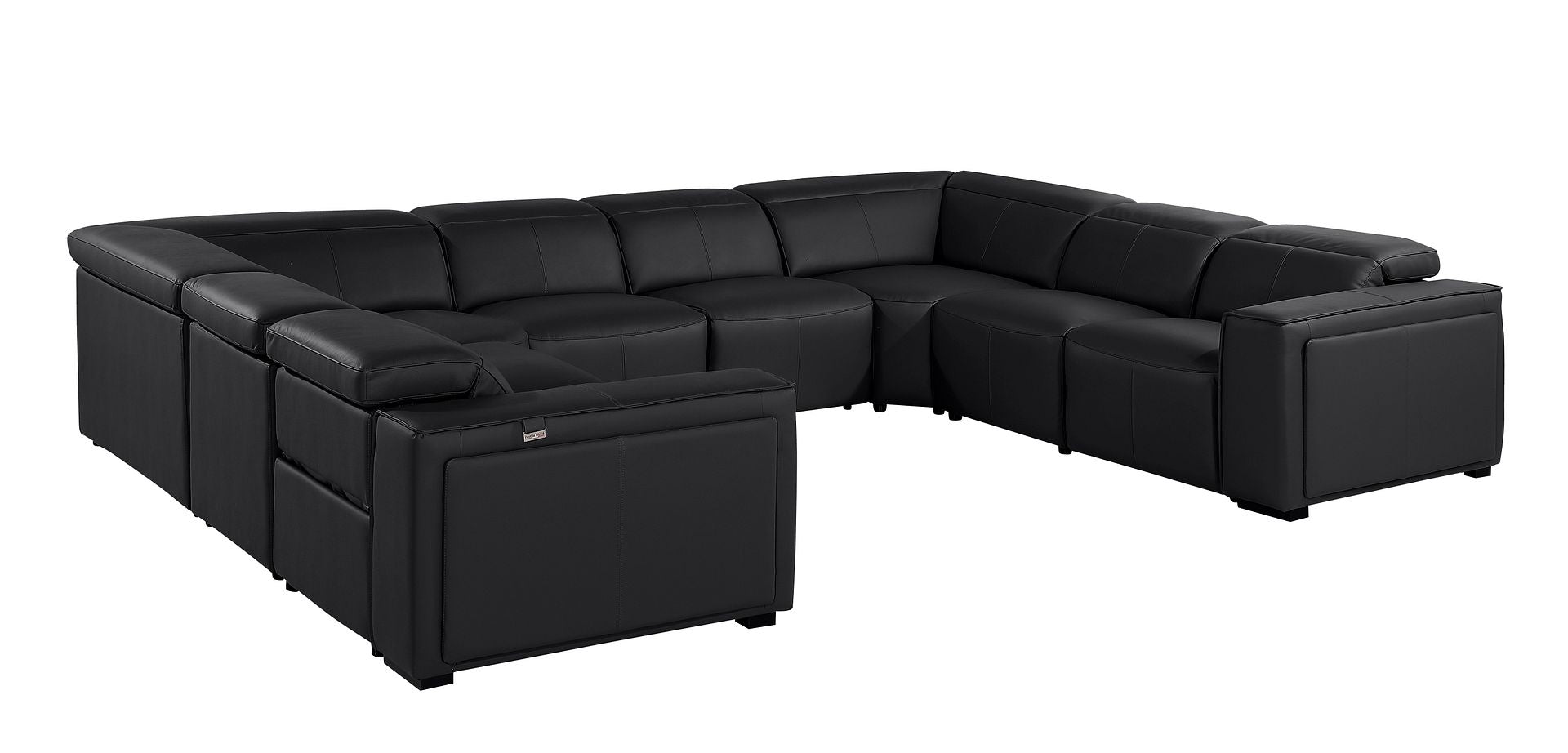 1224 Divanitalia 8-Piece U-Shaped Sectional Sofa in Top Grain Italian Leather with 4 Power Recliners & Power Headrests