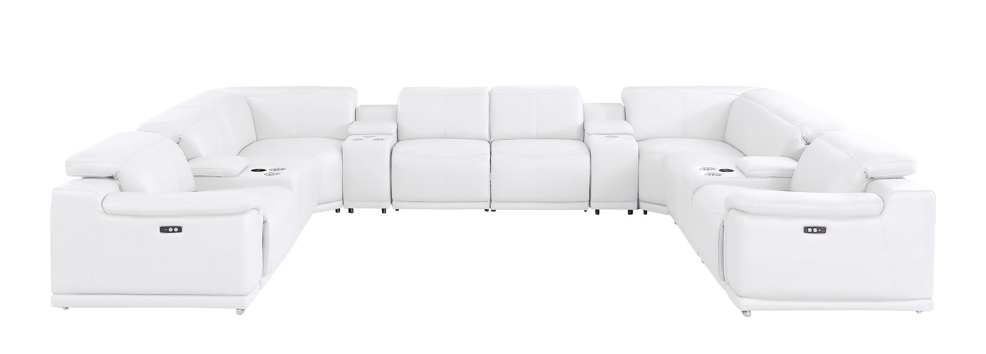 2679 12-Piece U-Shaped Power Reclining Sectional Sofa in Genuine Leather - 4 Recliners