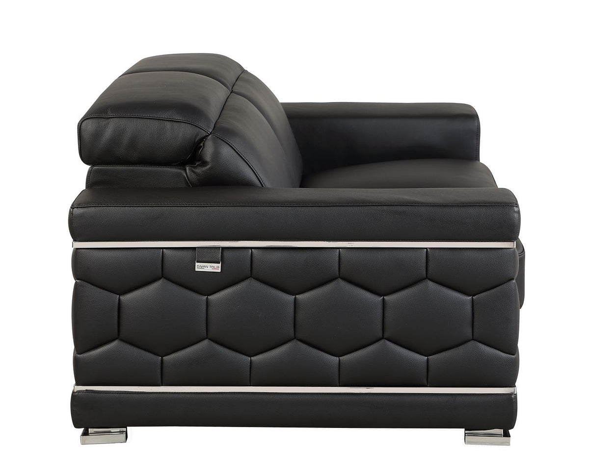 692 Divanitalia 2-Piece Sofa Set with Adjustable Headrest in Top-grain Italian Leather - Black - SKU 692- BLACK 2PC (S/L) - GROUP - view 14