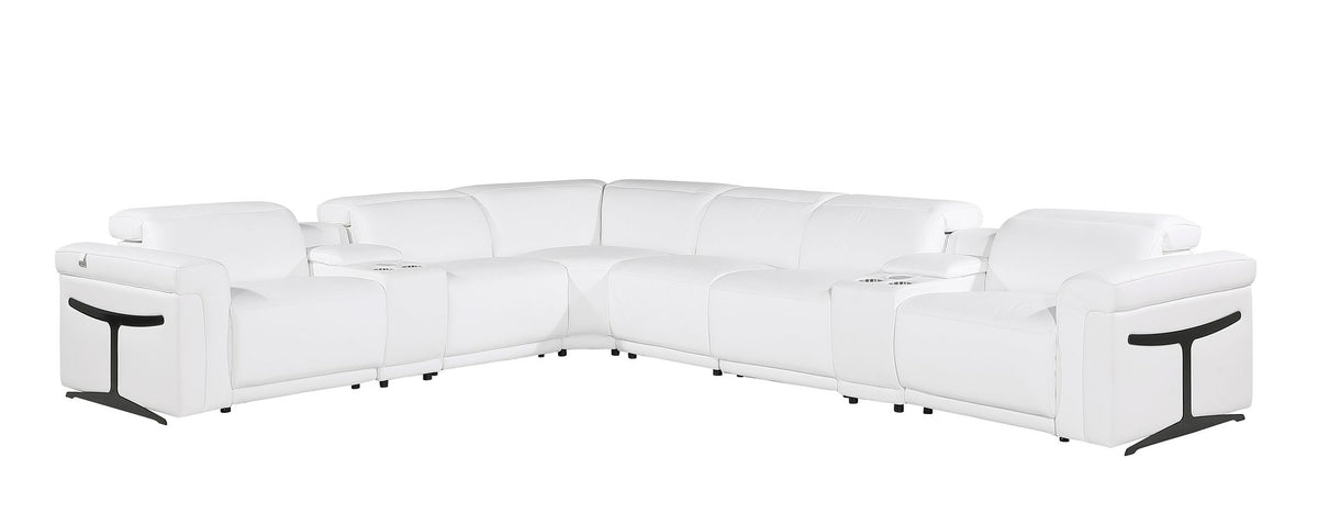 1126 Divanitalia 8-Piece L-Shaped Sectional Sofa in Top Grain Italian Leather with 3 Power Recliners & Power Headrests - White - SKU 1126-WHITE-SEC-8PC-3PWR-SECTIONAL-GROUP - view 2