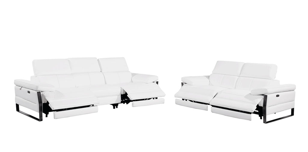 1246 Divanitalia Modular Power Dual Reclining Sofa and Loveseat Set with Power Headrests - Top Grain Italian Leather - White - SKU 1246-WHITE-5.4-HT-2PC - view 4