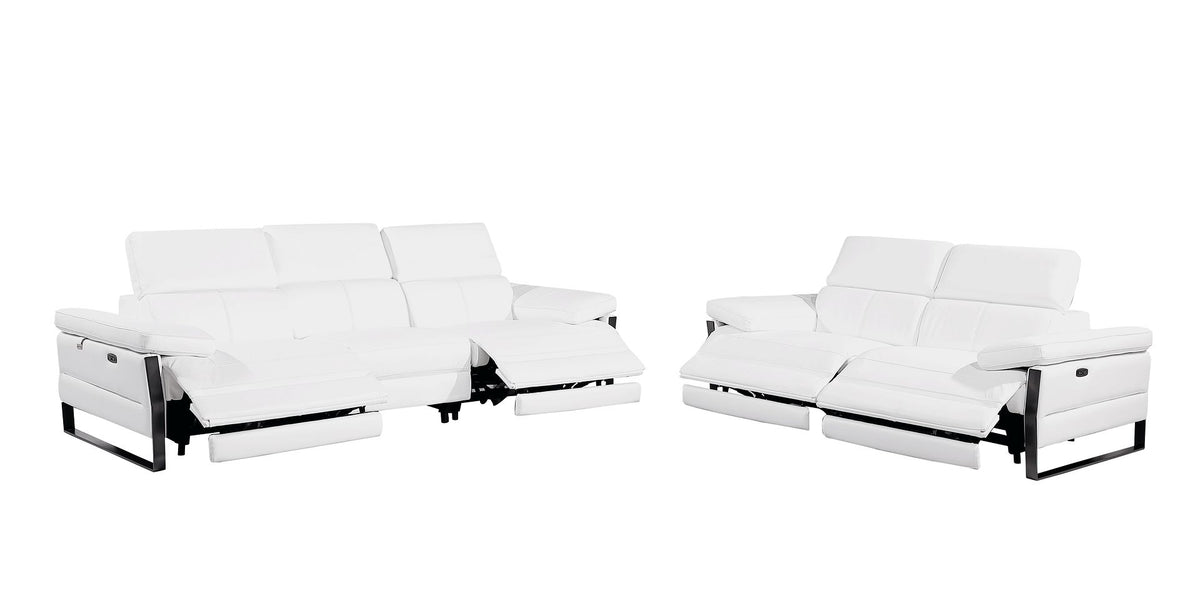 1246 Divanitalia Modular Power Dual Reclining Sofa and Loveseat Set with Power Headrests - Top Grain Italian Leather - White - SKU 1246-WHITE-5.4-HT-2PC - view 4