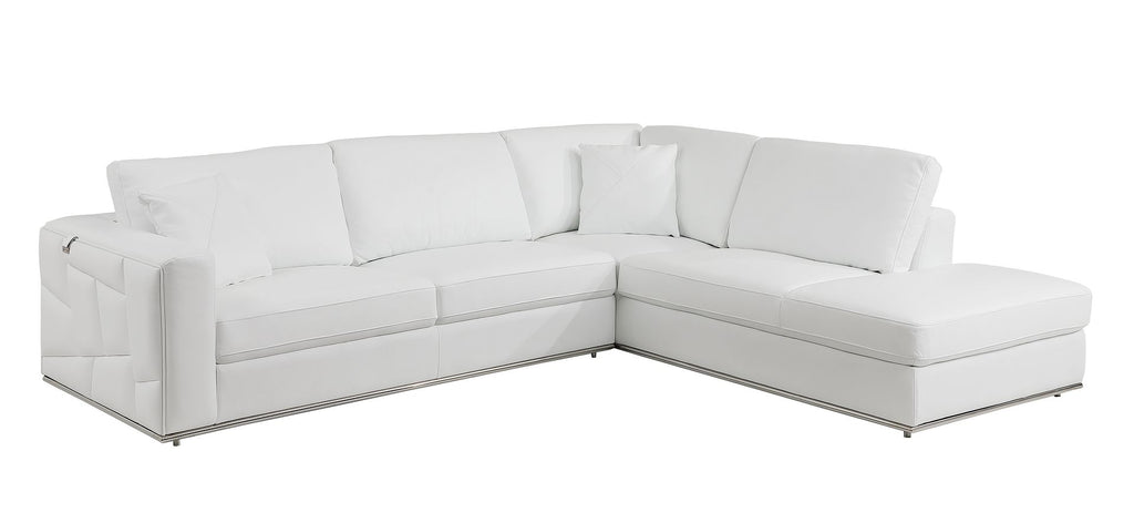 998 Divanitalia Cream Right Arm Facing Sectional Sofa in Top-grain Italian Leather - White - SKU 998-Sectional-RAF-CHAISE-WHITE - view 2