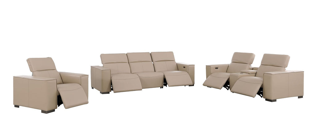1208 Modular Leather Set with 5 Power Recliners & Power Headrests - Beige - SKU 1208-BEIGE-7.5-HT-3PC - view 4