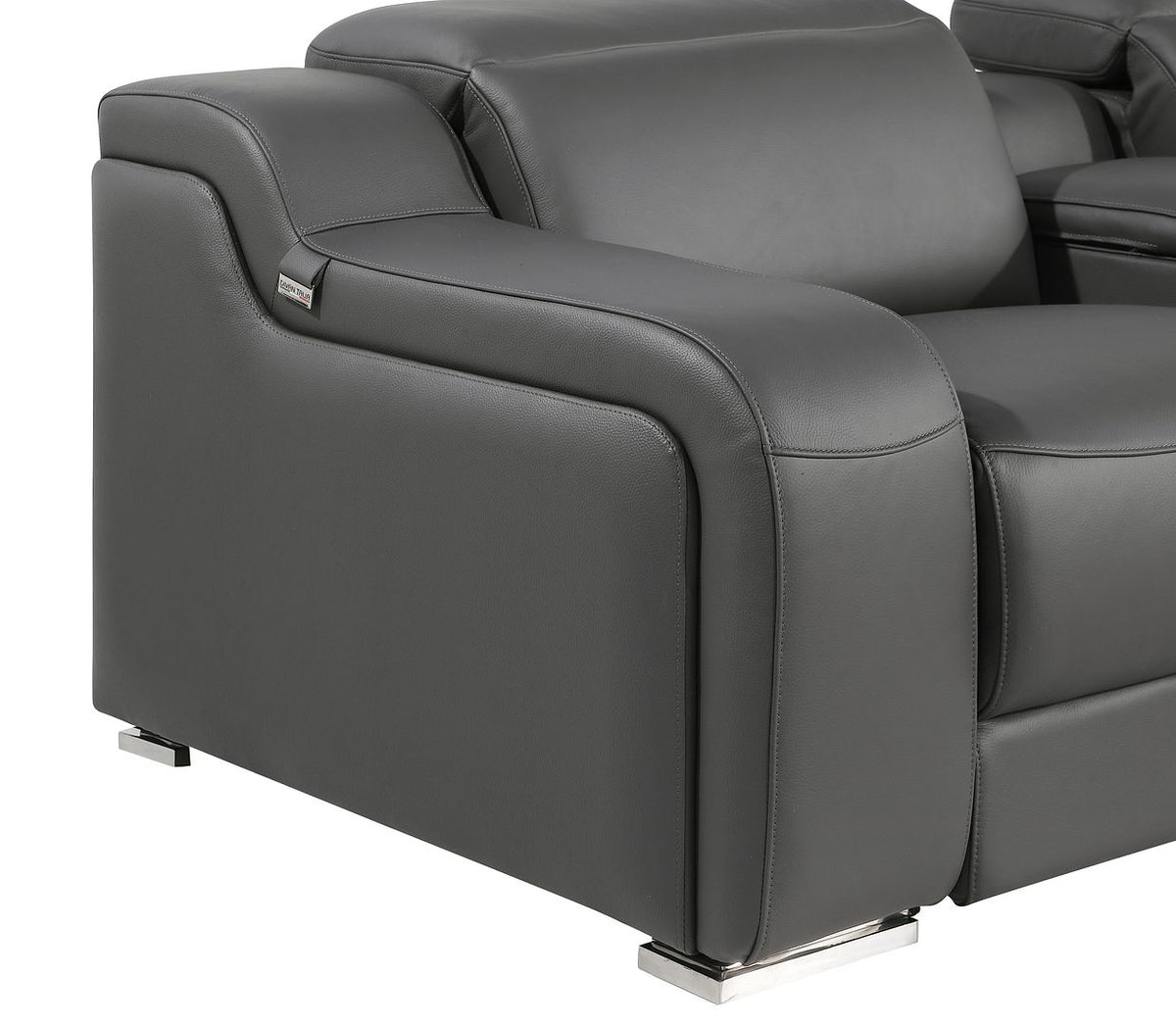 1116 Divanitalia 7-Piece L-Shaped Sectional Sofa in Top Grain Italian Leather with 3 Power Recliners & Power Headrests - Dark Grey - SKU 1116-DK-GREY-7PC-3PWR-SECTIONAL- GROUP - view 14