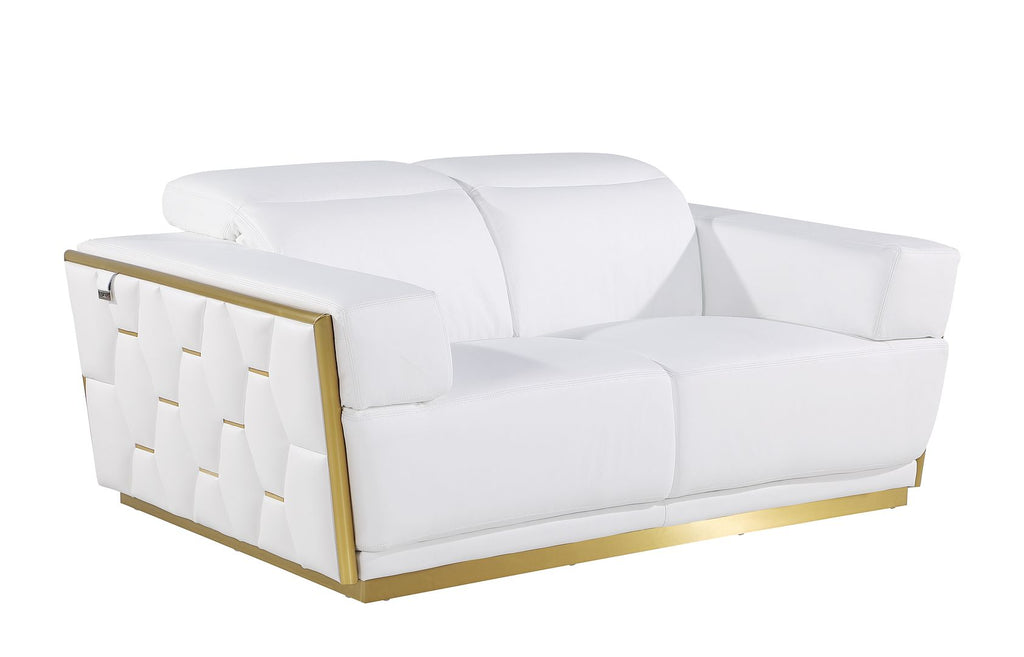 1111 Divanitalia 2-Piece Sofa Set with Adjustable Headrest in Top-grain Italian Leather - White - SKU 1111-WHITE-2PC - view 8