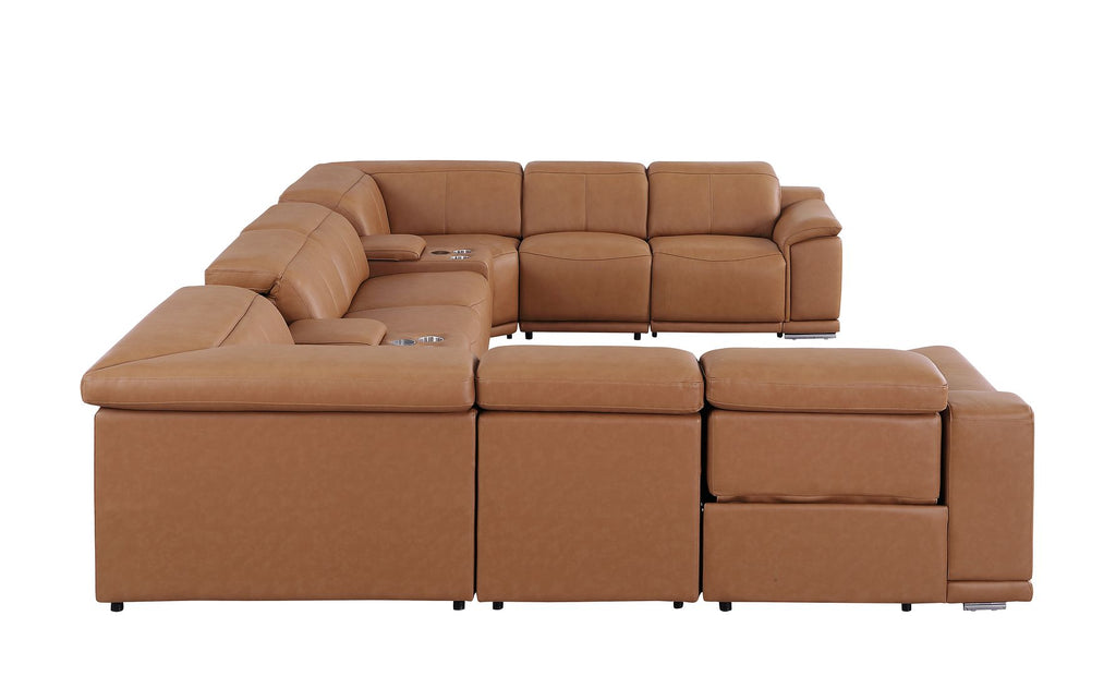 9762 Divanitalia 10-Piece U-Shaped Top Grain Italian Leather Sectional Sofa with 4 Power Recliners