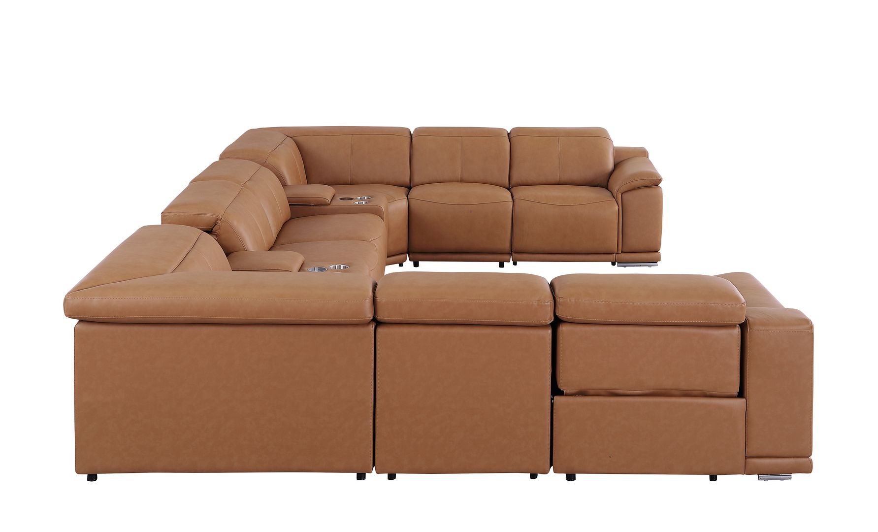 9762 Divanitalia 10-Piece U-Shaped Top Grain Italian Leather Sectional Sofa with 4 Power Recliners
