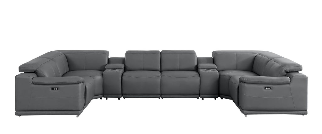 2679 8-Piece U-Shaped Power Reclining Sectional Sofa in Genuine Leather - 4 Recliners