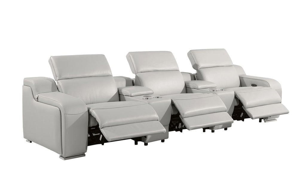 1116 Divanitalia 5-Piece Modular Power Reclining Sofa in Top Grain Italian Leather with 3 Power Recliners & Power Headrests