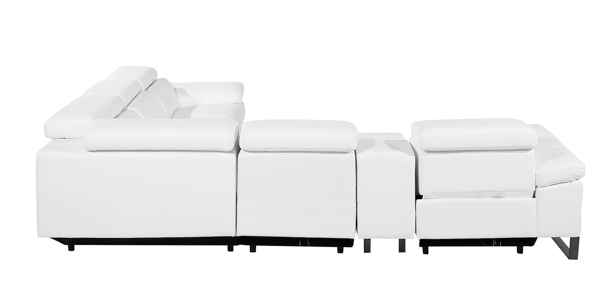 1246 Divanitalia 6-Piece L-Shaped Modular Power Reclining Sectional Sofa with 3 Power Recliners and Power Headrests - Top Grain Italian Leather - White - SKU 1246-WHITE-6PC-3PWR-SECTIONAL - view 6