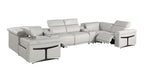 1126 Divanitalia 8-Piece U-Shaped Sectional Sofa in Top Grain Italian Leather with 2 Power Recliners & Power Headrests - Light Grey - SKU 1126-LT_GREY-8PC-2PWR-U-SECTIONAL-GROUP - view 5