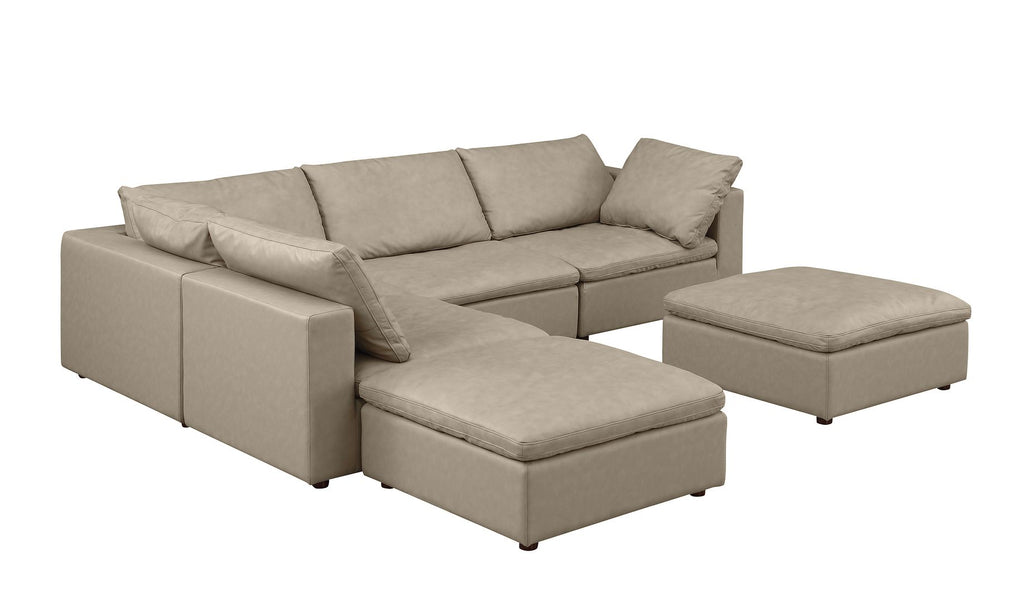 1100 Divanitalia 6-Piece Left Arm Facing 3-Seat Sectional Sofa - Top-grain Italian Leather