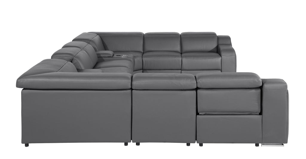 1116 Divanitalia 10-Piece U-Shaped Sectional Sofa in Top Grain Italian Leather with 4 Power Recliners & Power Headrests
