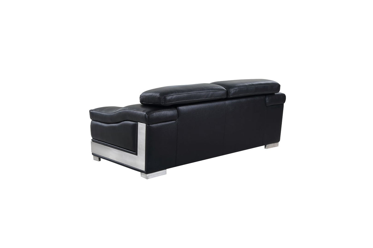 415 Divanitalia 2-Piece Sofa Set with Adjustable Headrest in Top-grain Italian Leather - Black - SKU 415- BLACK 2PC (S/L) - GROUP - view 8