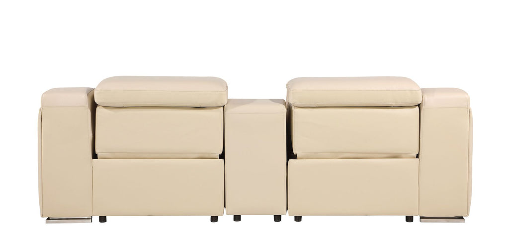1116 Divanitalia 3-Piece Modular Power Reclining Console Loveseat in Top Grain Italian Leather with 2 Power Recliners & Power Headrests - Beige - SKU 1116-BEIGE-3.2-HT - view 6